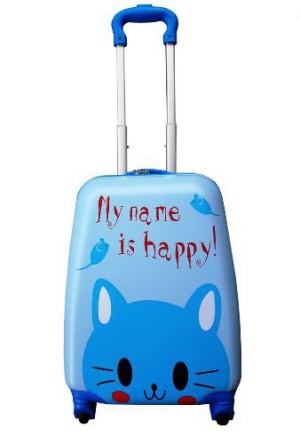 Hard Shell Child Wheelie Luggage - Happy Cat