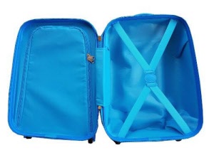 zipper compartment and luggage straps