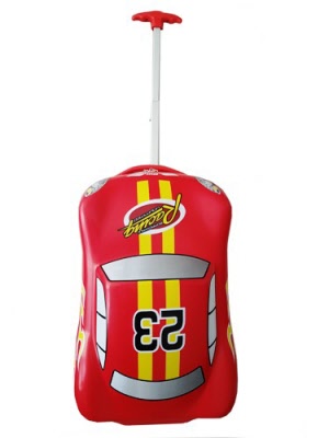 red racing car - standing up view
